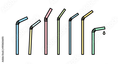 Colorful metal drinking straws lineup.