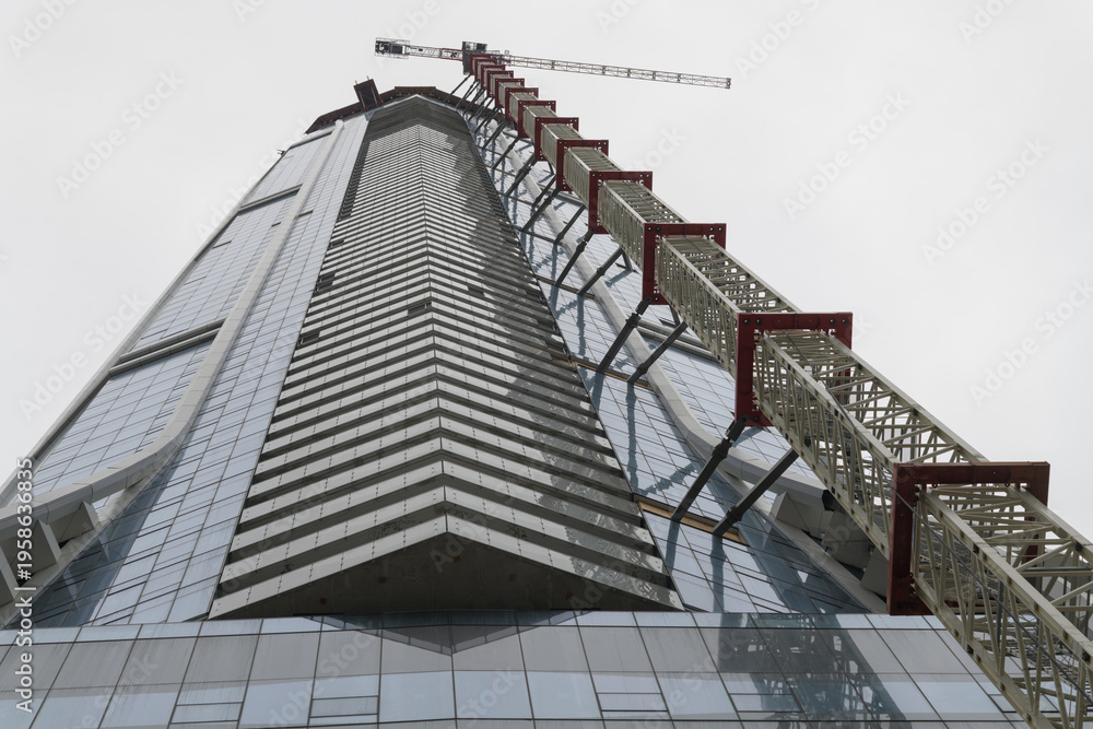 Obraz premium extreme oblique angle view of SkyTower at Pinnacle One Yonge, a luxury glass landmark by Hariri Pontarini, Toronto