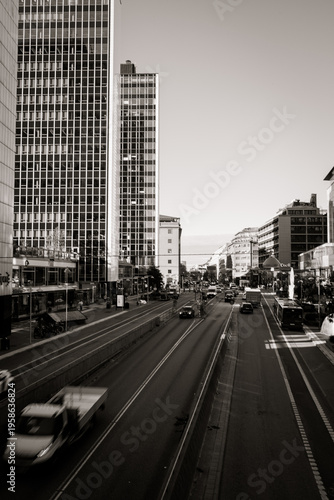 Modern office buildings in city street