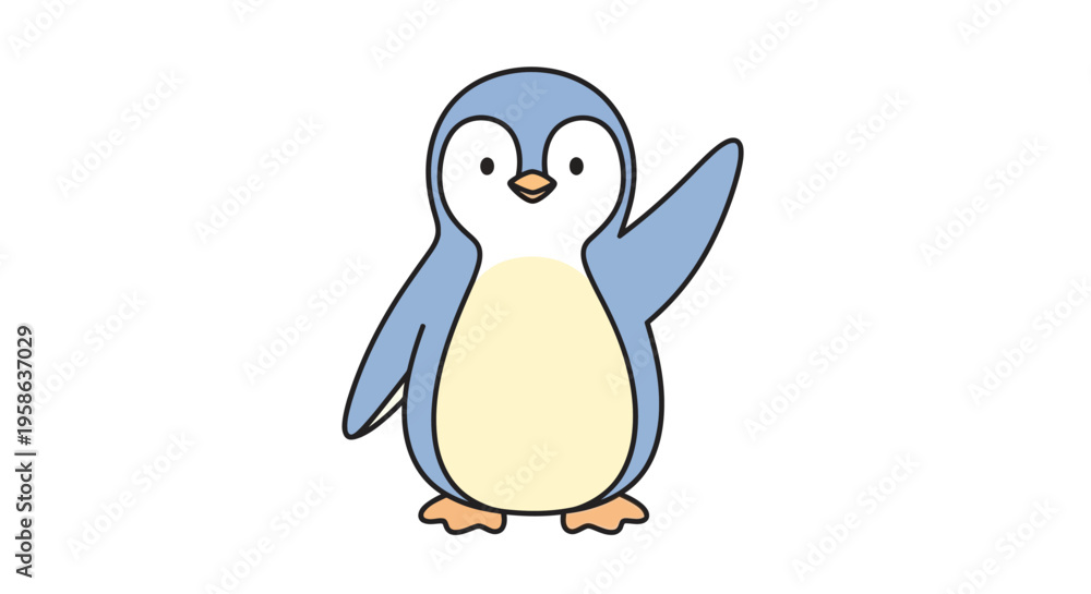 Fototapeta premium Cute Cartoon Penguin Character Standing.