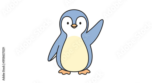 Cute Cartoon Penguin Character Standing.