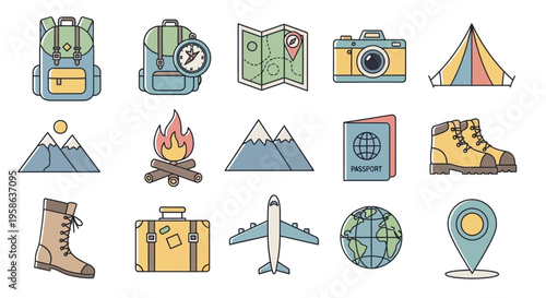 Travel icons and symbols collection.