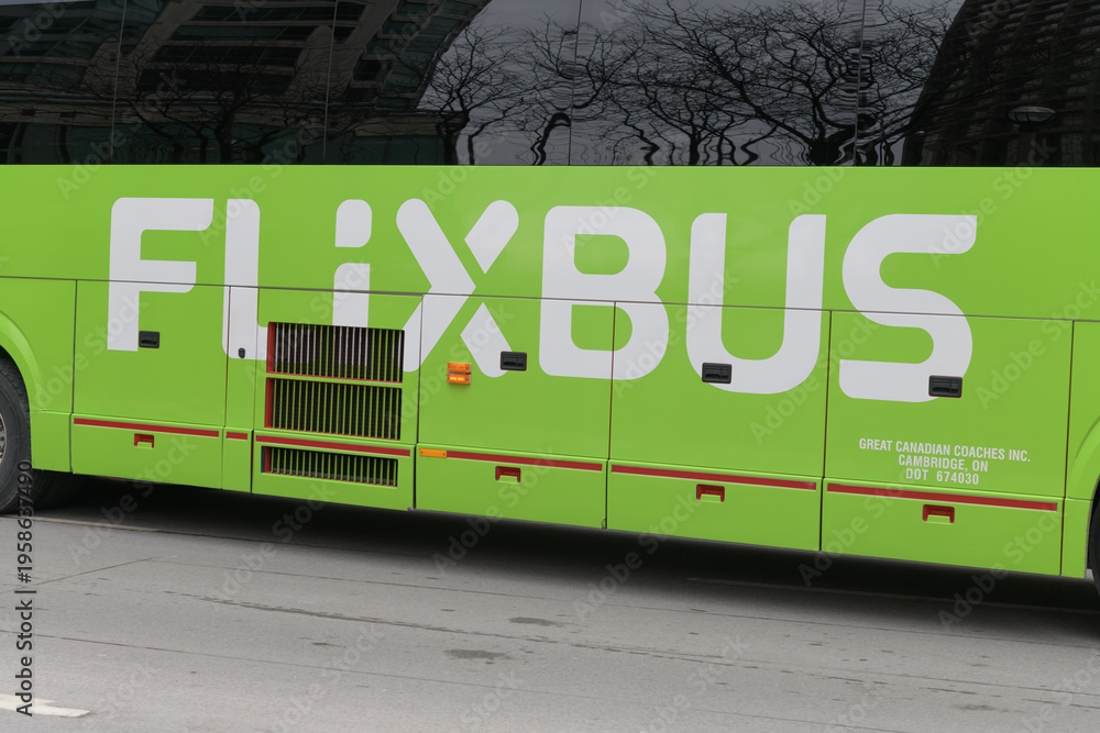 Obraz premium detail of a Flixbus on the street in Toronto, Canada