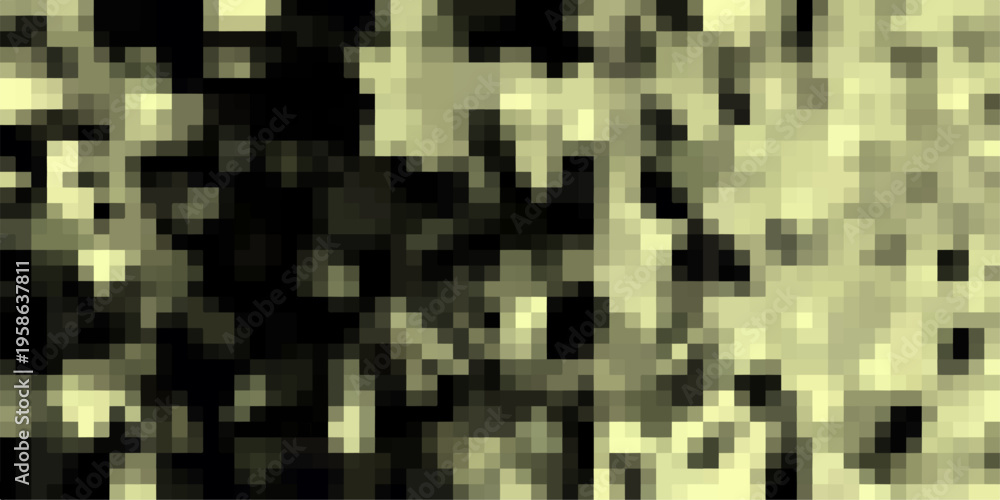 Fototapeta premium Pixelated mosaic pattern with earthy tones of green and brown creating a retro or abstract digital background