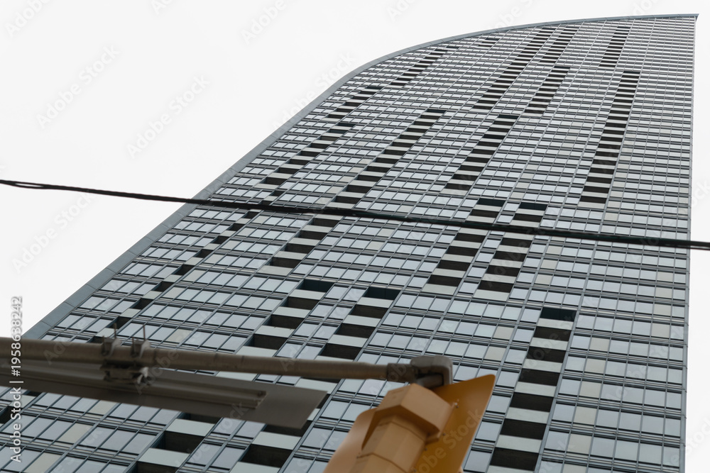 Fototapeta premium skyward view of L-Tower, a 58-storey condo in downtown Toronto, designed by Daniel Libeskind, 2015, feat 
