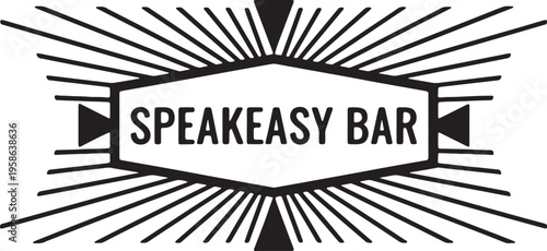 speakeasy bar logo design with sunburst pattern
