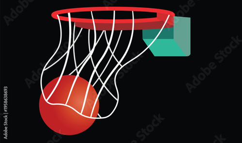 Basketball Ball Going Through Hoop