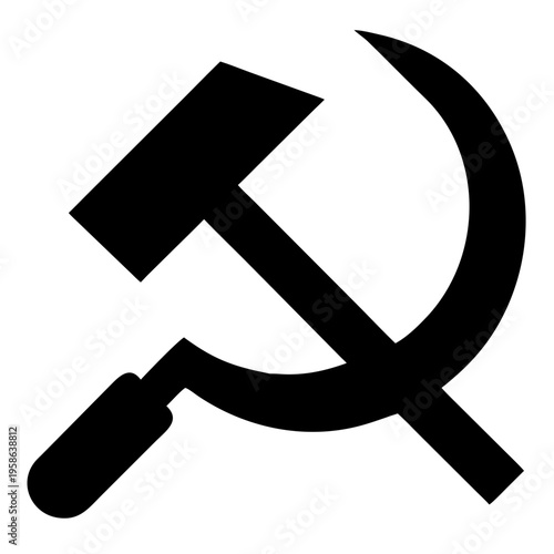 Hammer and Sickle Icon Black Vector . Simple Flat Political Symbol Illustration