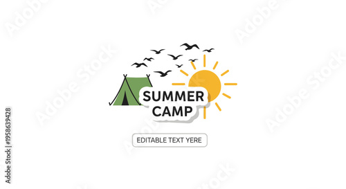 Vector summer camp logo with editable text