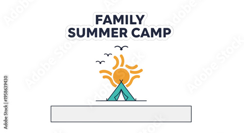 Vector illustration of family summer camp logo