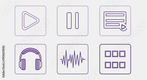 Collection of media control interface icons.