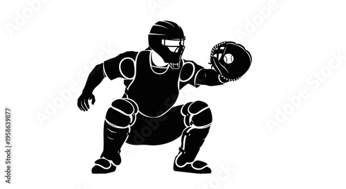 Baseball catcher in protective gear.