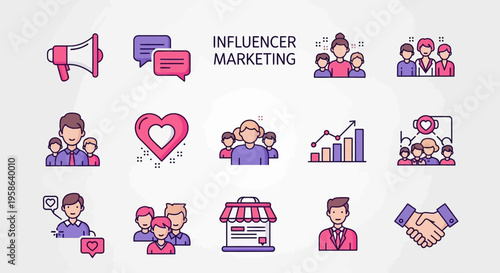 Influencer Marketing Social Media Icons.
