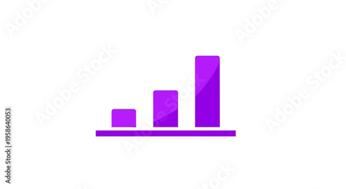 Purple bar chart graph icon.
