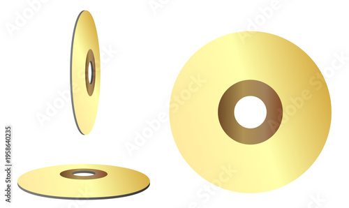 Disco dorado blu-ray, dvd-rom o cd-rom. Icono retro de cine, música, televisión y entretenimiento. Ilustración vectorial con colores degradados para sitio web, app, folleto y otros.