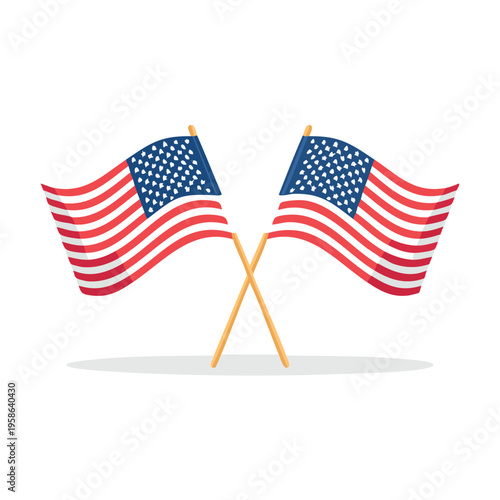 Crossed american flags illustration for patriotic and nationalistic concepts