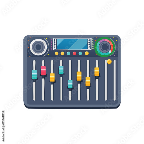 Audio mixer illustration colorful soundboard on white background