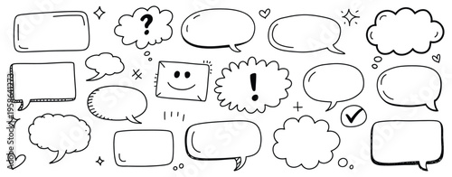 Hand Drawn Sketch Speech Bubble Elements, vector illustration