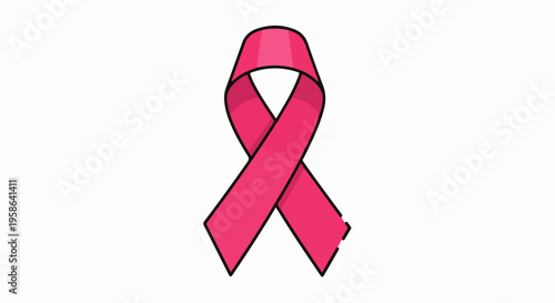 Pink ribbon vector illustration for breast cancer awareness and support campaigns on white background