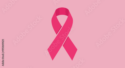 Pink ribbon vector illustration for breast cancer awareness and support campaigns on light background