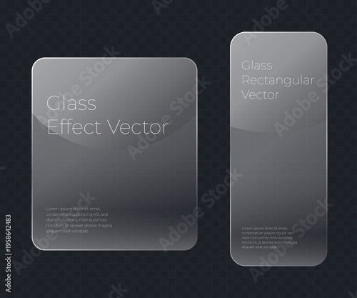 Rectangle Glass Effect Design with Transparent Frosted Panel, Modern Glassmorphism Background Element for UI and Web Layout