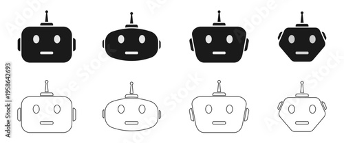 robot head icon set vector illustration isolated on white background.