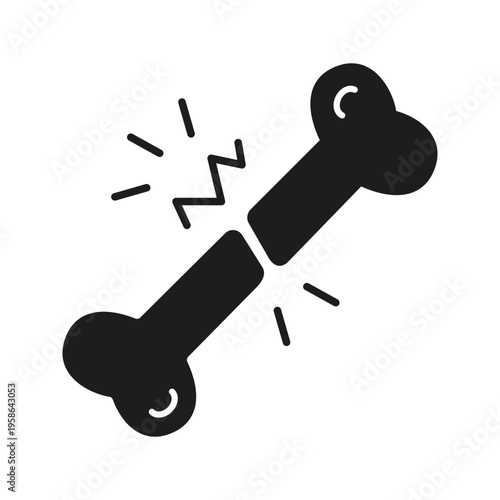 Broken Bone Solid Icon. Fracture, Injury, And Orthopedic Health Silhouette Symbol. Medical Emergency And Trauma Representation. Isolated Vector Illustration