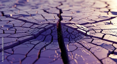 Cracked earth surface with deep fissures