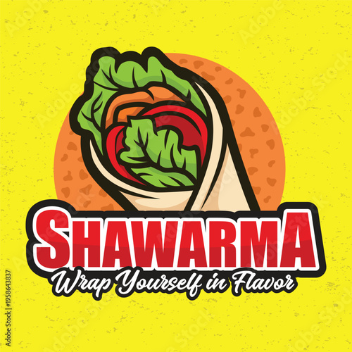 Shawarma Kebab Logo Bold Outline Thick Line Middle Eastern Food Vector