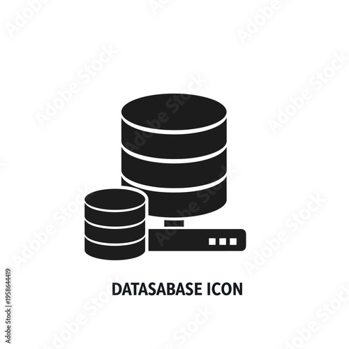 Database Icon - Stacked Cylinders Representing Data Storage and Management System.