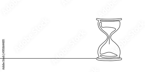 Konstfotografi Continuous one line hourglass time sand glass hour clock watch icon
