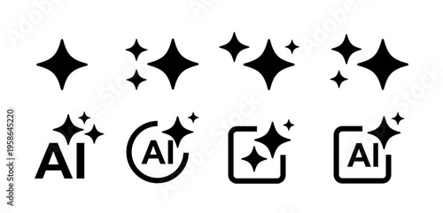 Set of AI generate icon Artificial intelligence technology machine symbol Generate AI sparkle star elements