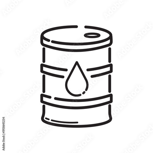 Oil Barrel Line Icon – Fuel, Petroleum & Energy Industry Symbol