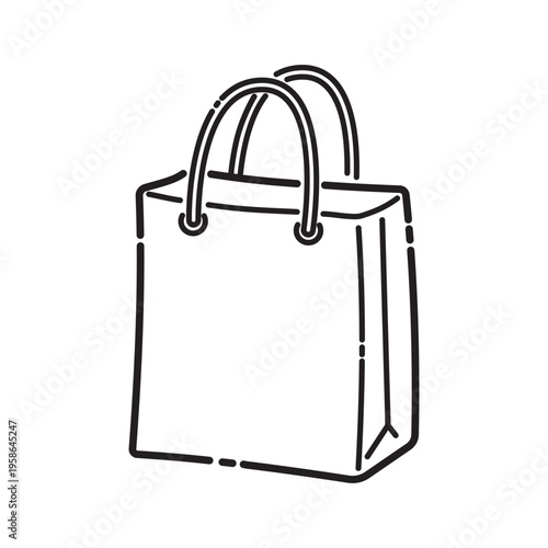 Shopping Bag Line Icon, Retail Paper Bag Outline