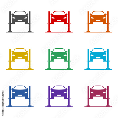 Garage Car Lift  icon isolated on white background. Set icons colorful