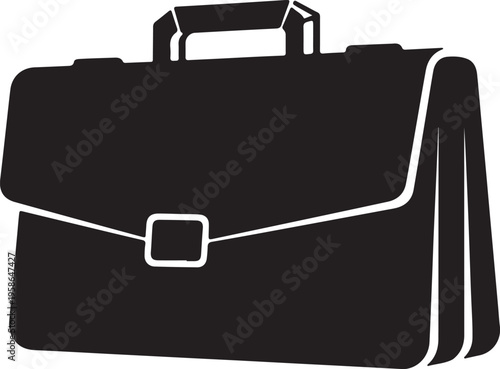 Black briefcase icon with handle and buckle