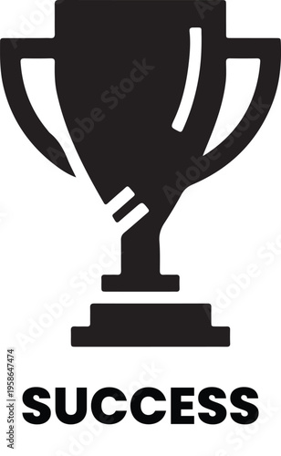 A simple black trophy icon representing success