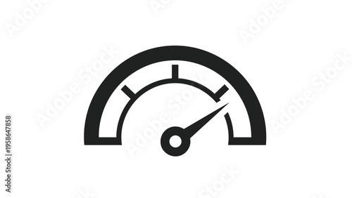 Speedometer gauge icon with needle pointing to high performance level representing speed, efficiency, progress, and business metrics.