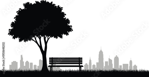 city landscape with trees