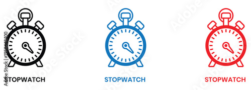 Three stopwatch icons in flat design showing time management and urgency concepts
