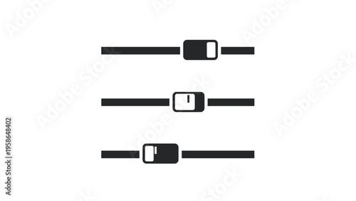 Three horizontal slider controls representing settings adjustment, volume levels, and fine-tuning parameters in software.