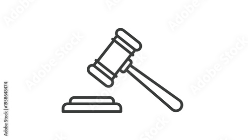 Justice system or legal auction gavel icon representing law authority court rulings and official professional decisions.