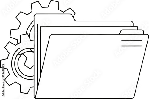 Stack of documents with gear icon