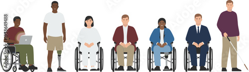 Diverse group of creative professionals and young adults in trendy casual outfits for modern lifestyle branding social community and startup workforce flat vector illustration