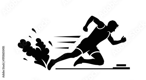 Man running fast in motion.