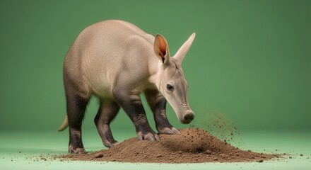 Unique Animal Hybrid Featuring a Rhinoceros and a Unicorn in a Green Background