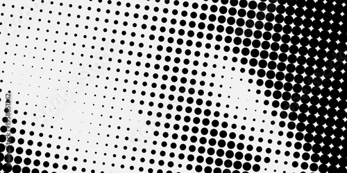 Pixelated bitmap gradient texture. Black and white dither pattern background. Abstract glitchy pattern. Wide raster backdrop.
