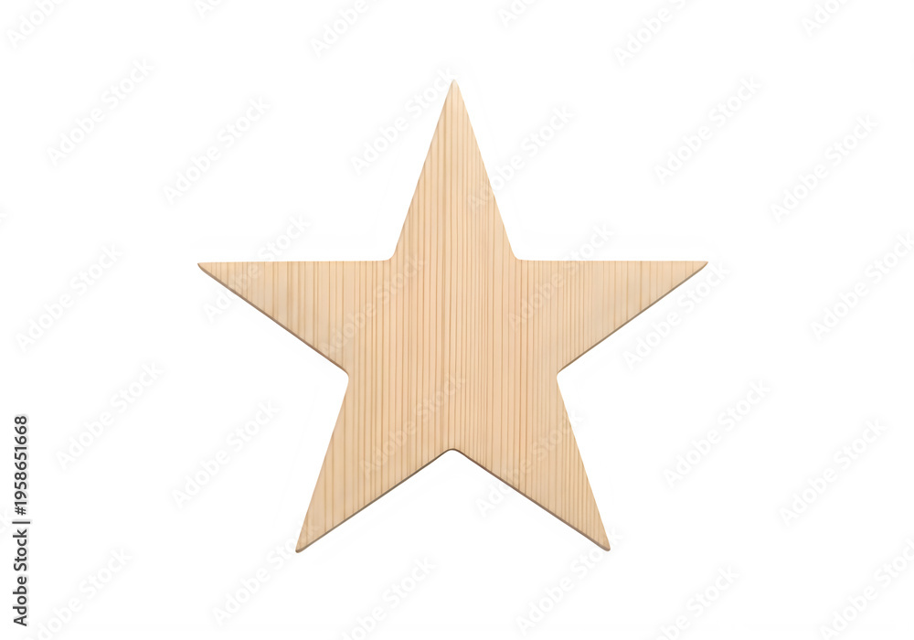 Obraz premium A wooden star shape made from light-colored planks isolated on transparent background