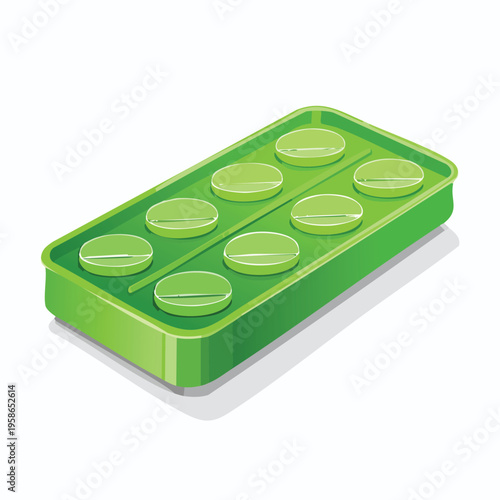 Green blister pack with pills on a white background healthcare concept