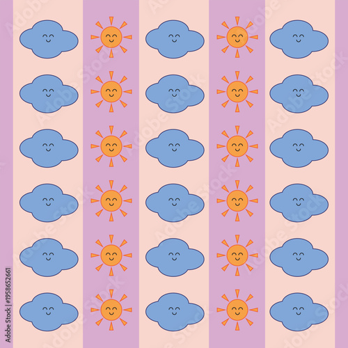 Cloud and Sun Cute Kids Pattern